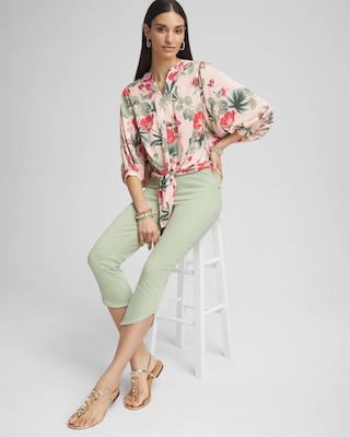 Pull-On Dolphin-Hemmed Capri Jeans click to view larger image.