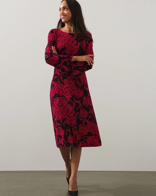 Travelers Rose Print Bell Sleeve Dress