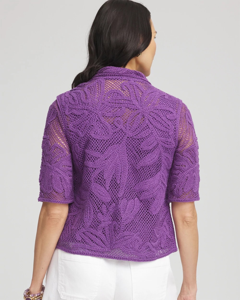Palm-Frond Crochet-Lace Shacket