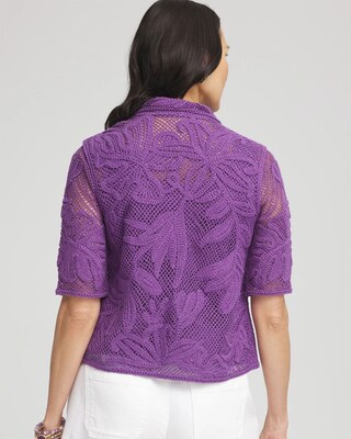 Palm-Frond Crochet-Lace Shacket click to view larger image.