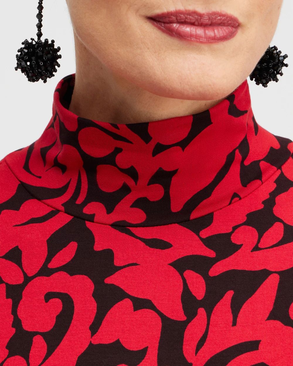 Touch of Cool Floral Mock Neck Layering Tee click to view larger image.