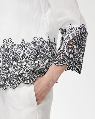 Linen Eyelet Hem Jacket