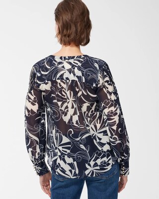Floral Pintuck Sleeve Shirt