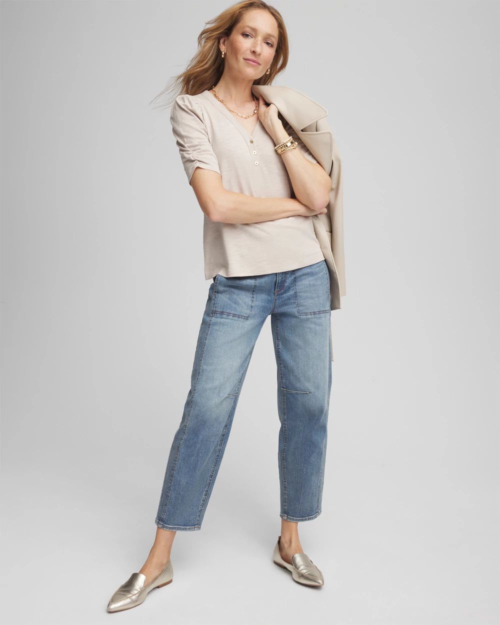 Slub Split Neck Henley Tee