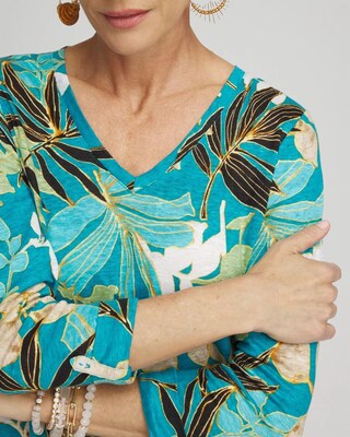 Linen Cool Palms 3/4 Sleeve Tee