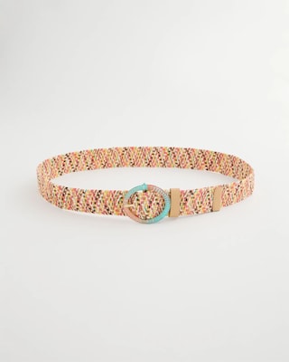 Raffia Wrapped Multi-Color Stretch Belt