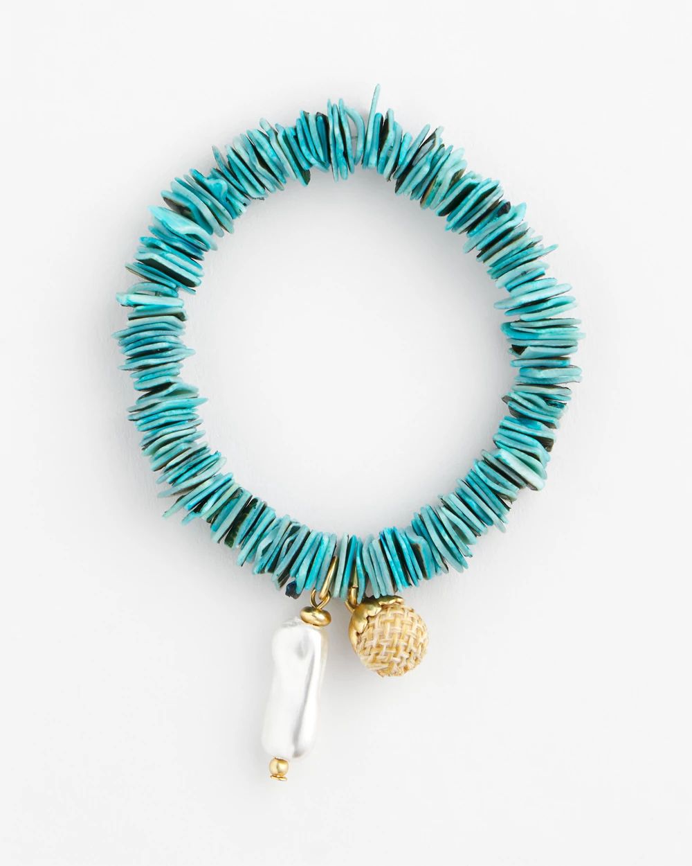 Turquoise Blue Seashell Stretch Bracelet click to view larger image.