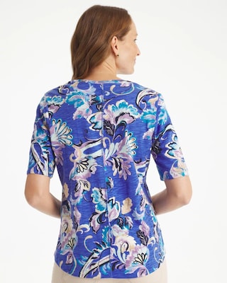 Paisley Cotton Slub V-Neck Tee click to view larger image.