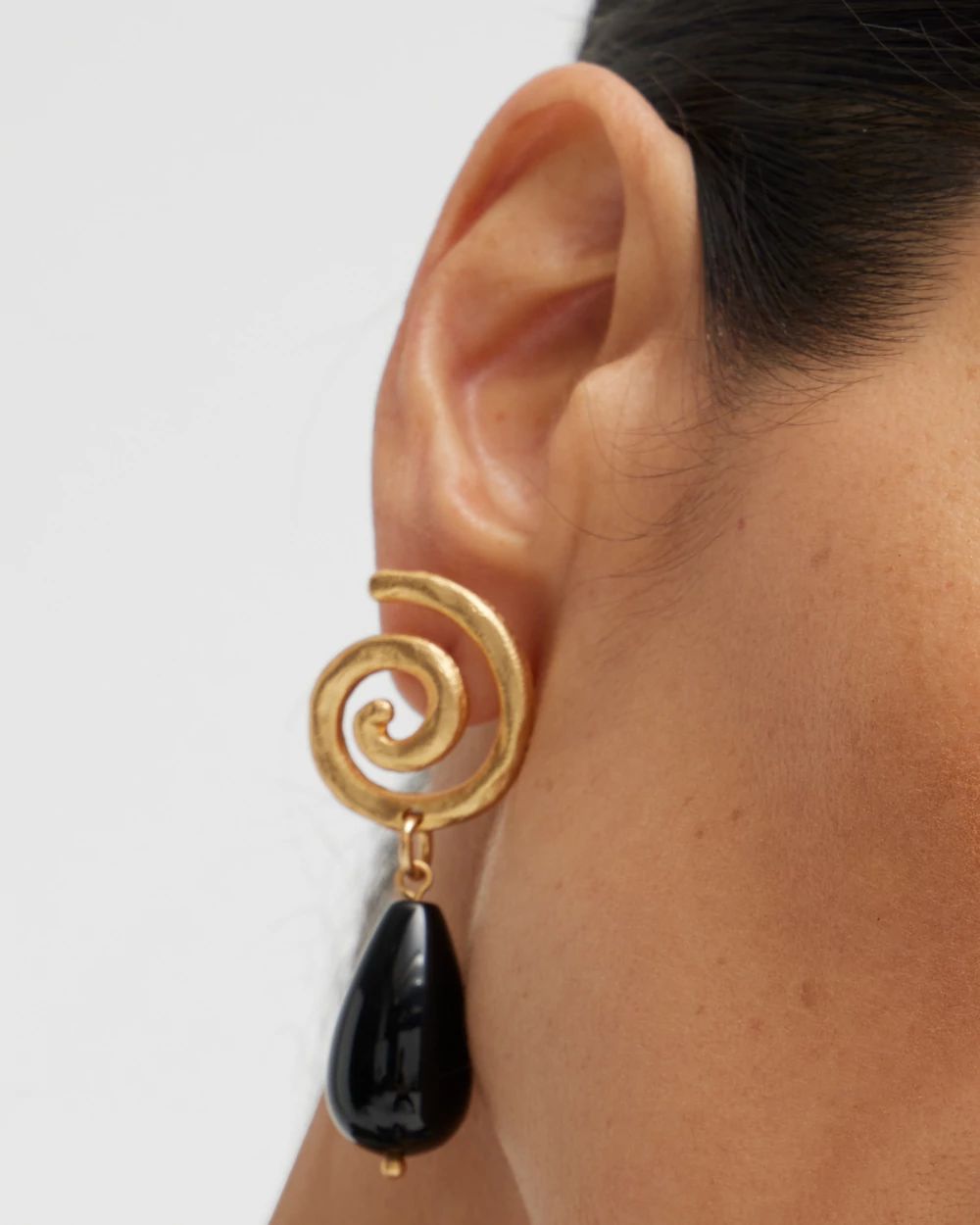 Onyx Swirl Drop Earrings