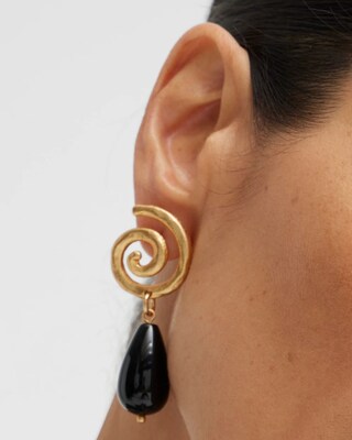 Onyx Swirl Drop Earrings