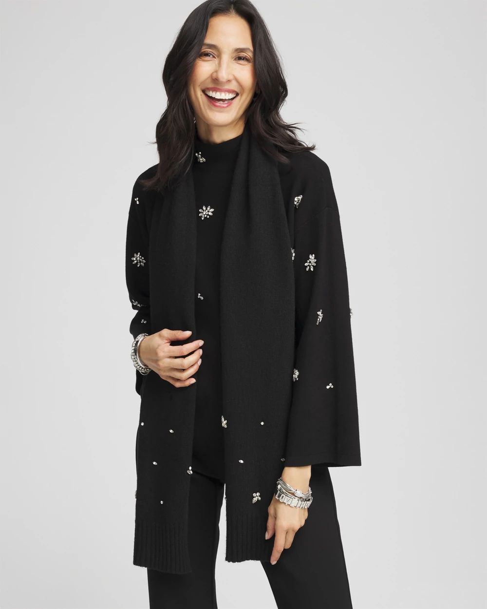 Embellished Cashmere Blend Scarf