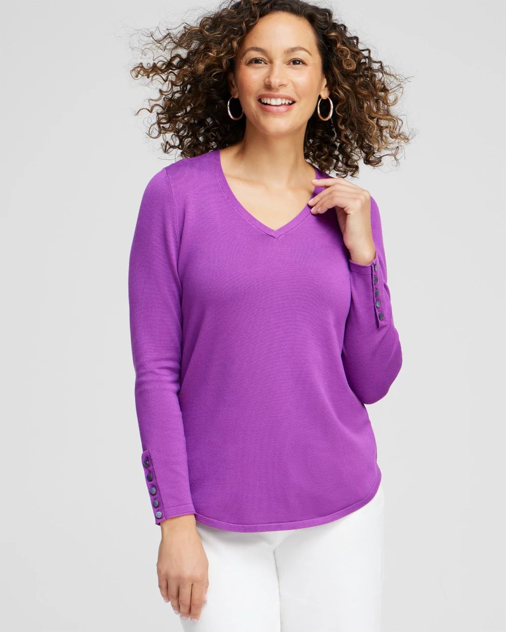 Spun Rayon V-neck Pullover Sweater