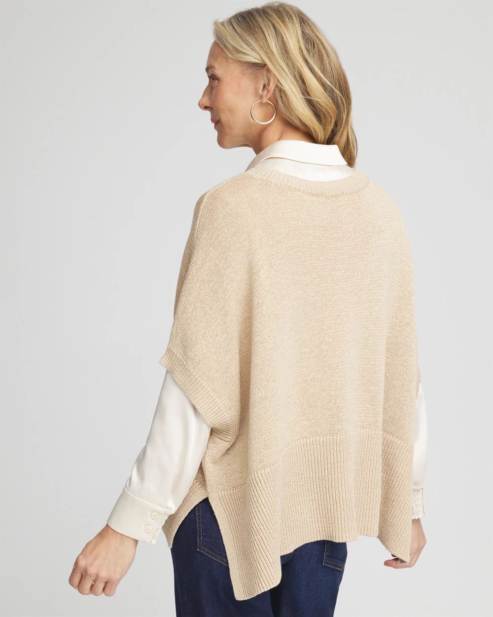 Short Sleeve Knit Poncho