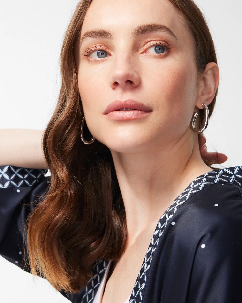 Silver Tone Linear Hoops