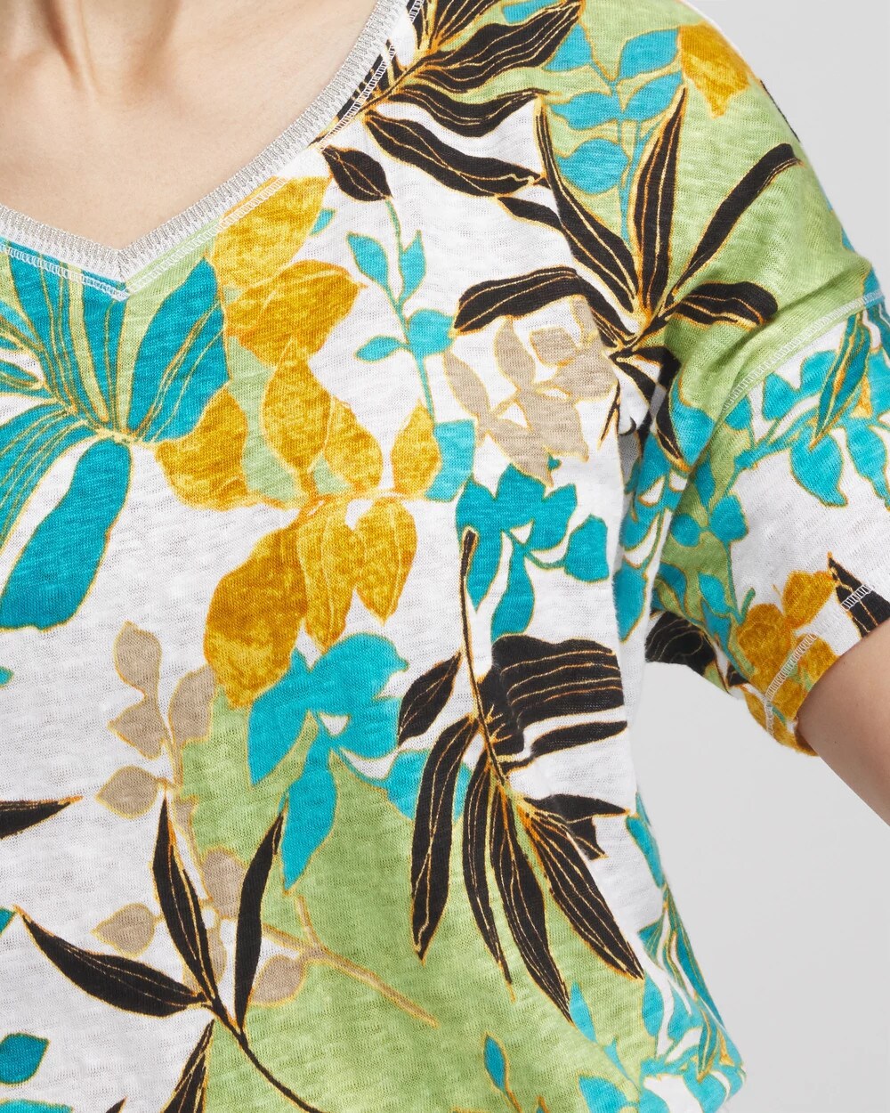 Linen Palms Sweater Trim Tee