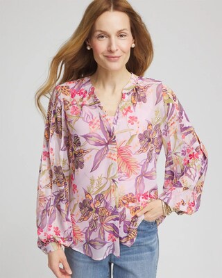 Floral Georgette Pintuck Blouse click to view larger image.
