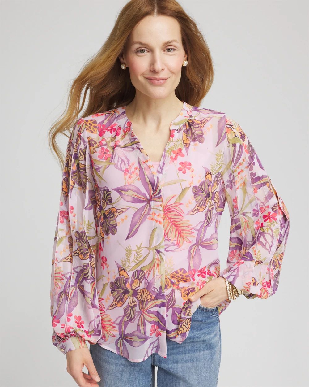 Floral Georgette Pintuck Blouse