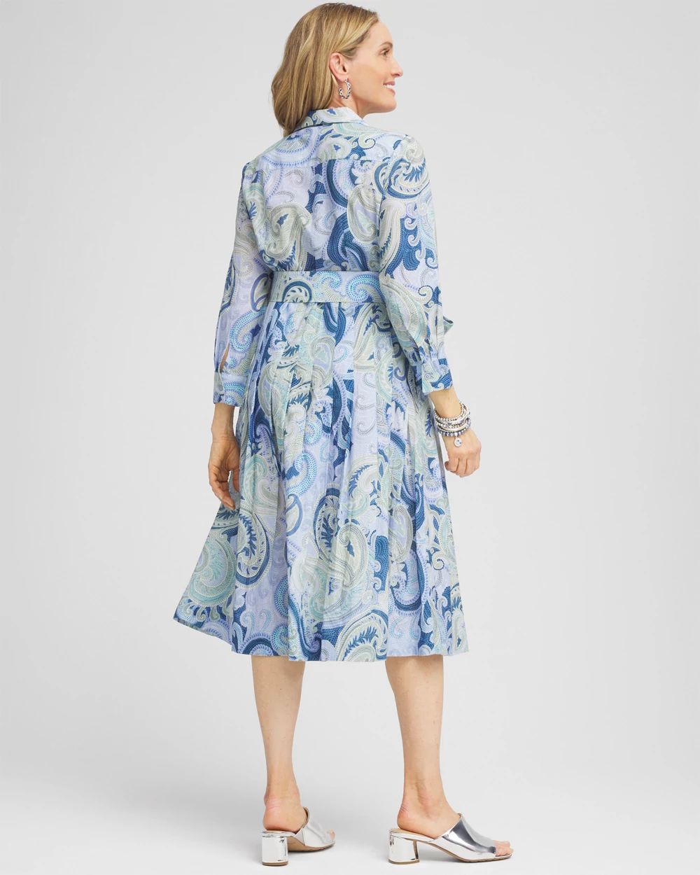 Cotton Voile Pleated-Hem Shirtdress