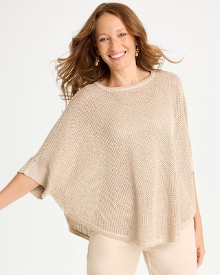 Sequin Boatneck Rounded Hem Poncho click to view larger image.