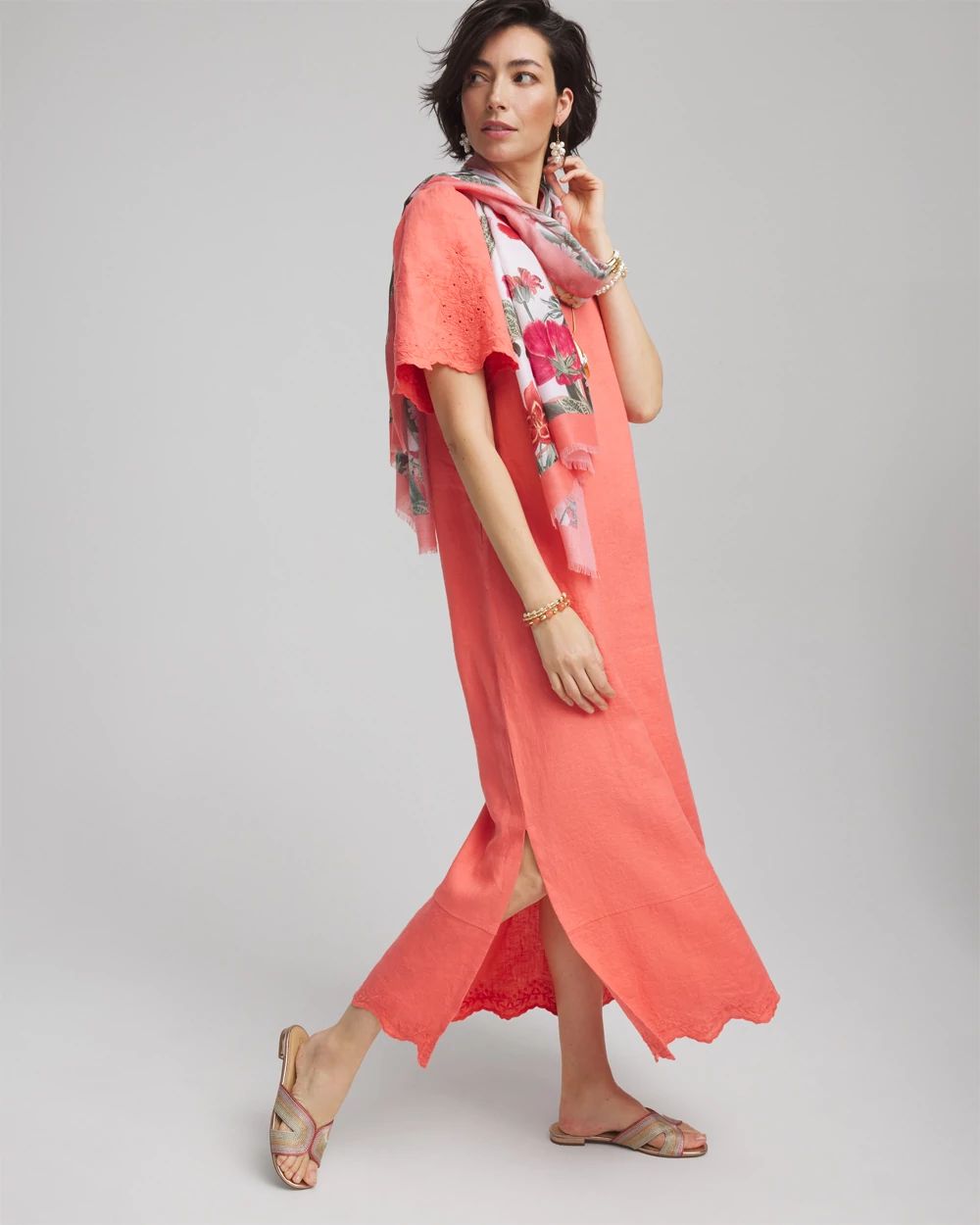 Linen V-Neck Maxi Dress