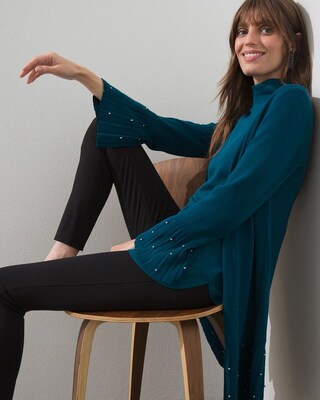 Faux Pleat Embellished Cardigan