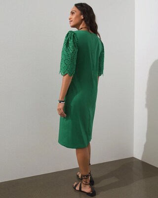 Poplin Eyelet Sleeve Shift Dress
