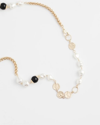 Gold Pearl Long Single-Strand Necklace click to view larger image.
