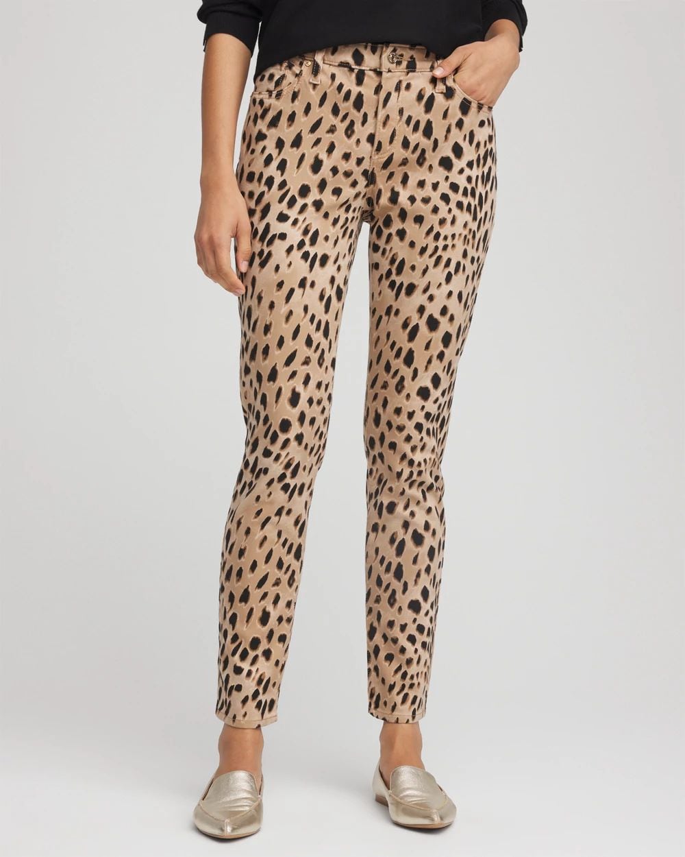Animal-Print Girlfriend Slim-Ankle Jeans
