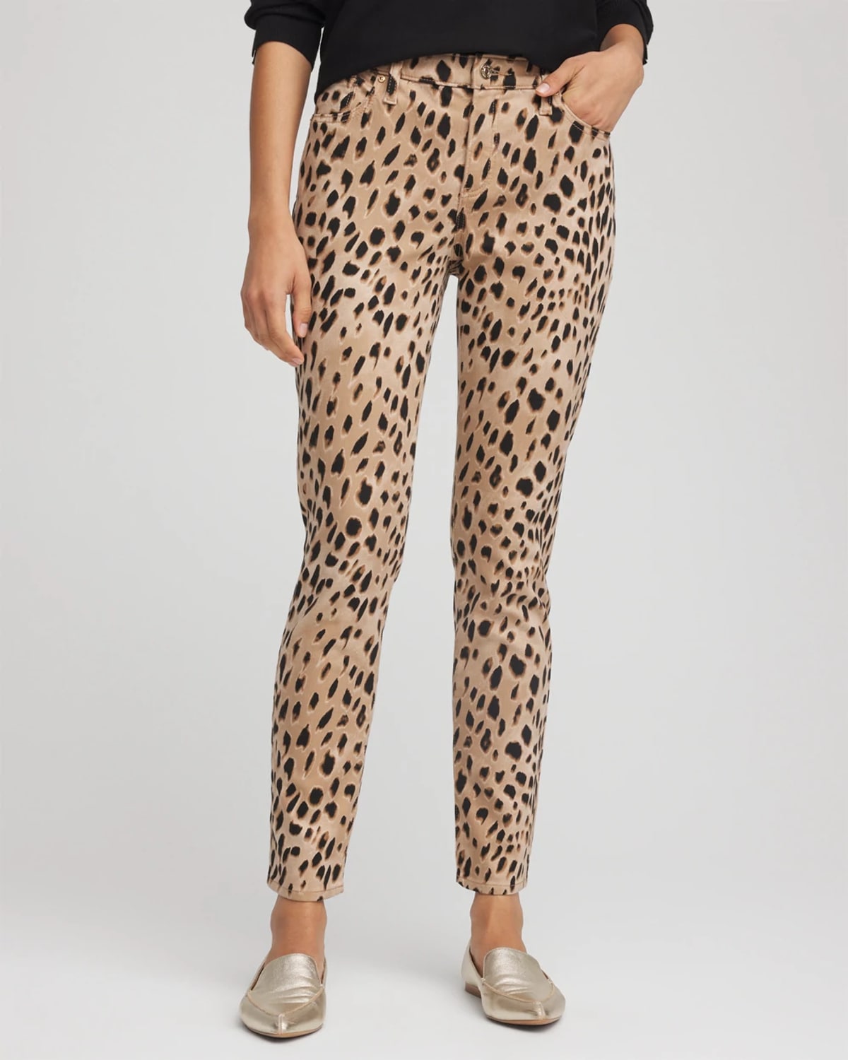Chico's Animal-print Girlfriend Slim-ankle Jeans In Caramel Apple In Brown