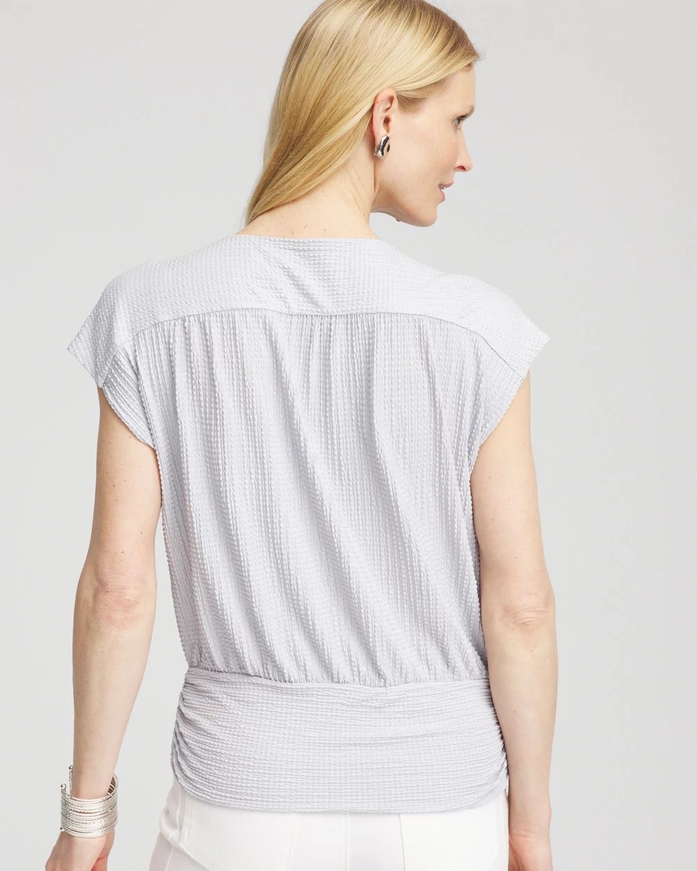 Foiled Knit Banded Bottom Top