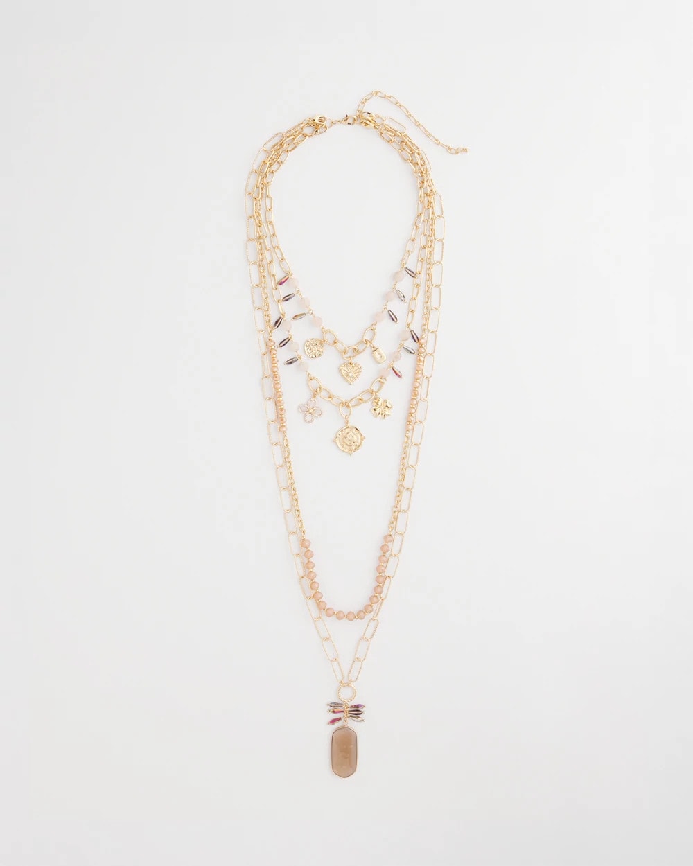 Convertible Pink & Gold Beaded Necklace