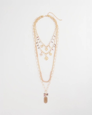 Convertible Pink & Gold Beaded Necklace