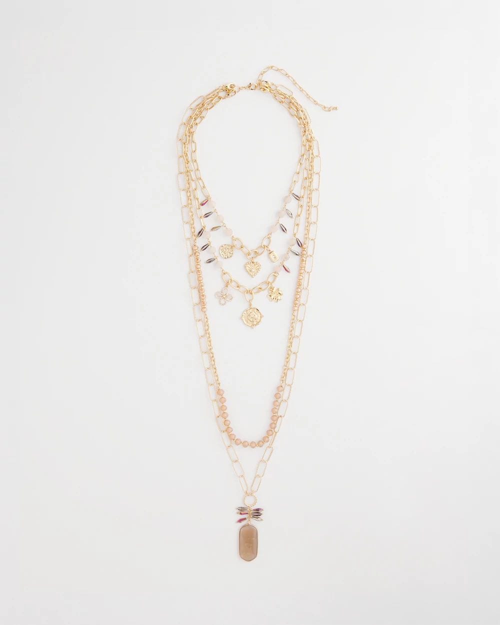 Convertible Pink & Gold Beaded Necklace