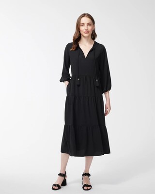 Tiered Tassel Neck Dress