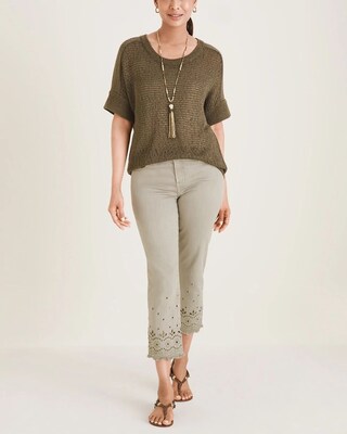 So Slimming Eyelet-Hem Girlfriend Crops