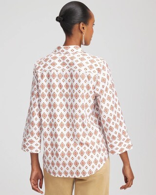 No Iron™ Tie-Front Geo-Print Shirt click to view larger image.