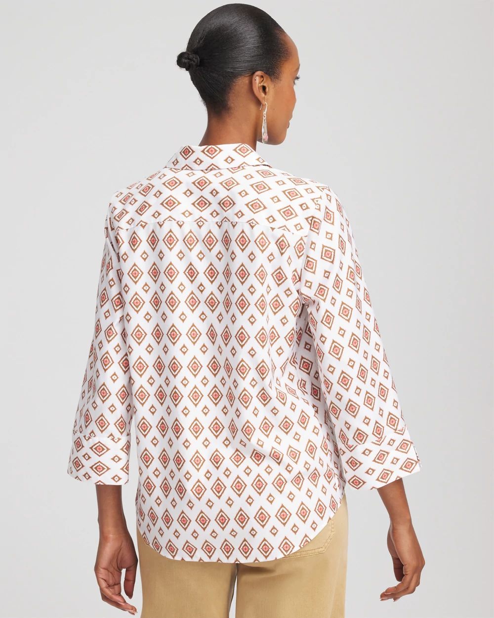 No Iron™ Tie-Front Geo-Print Shirt