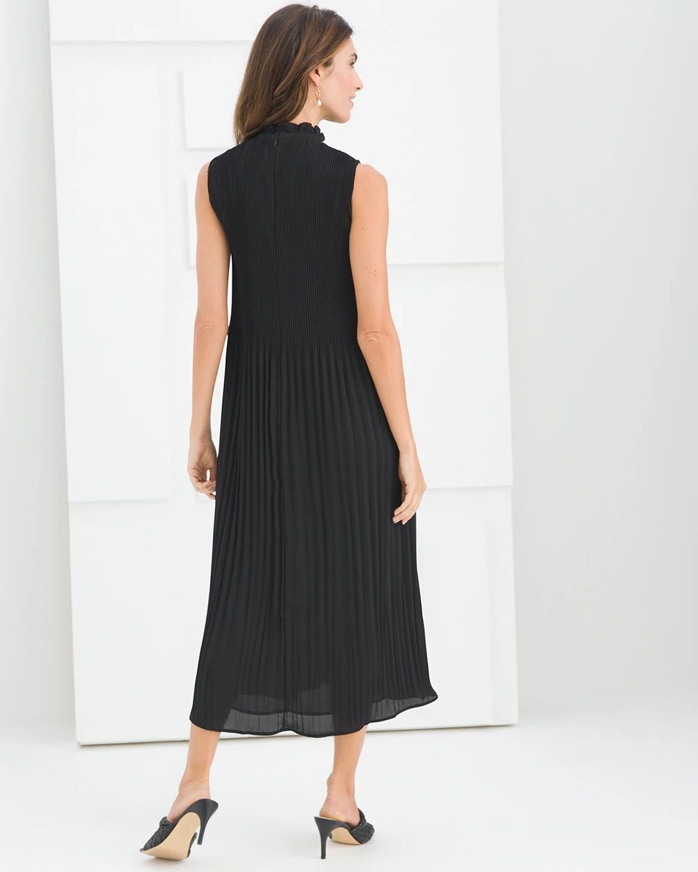 Black Label Crinkle High-Neck Dress