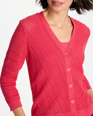 Stitchy V-Neck Cardigan click to view larger image.