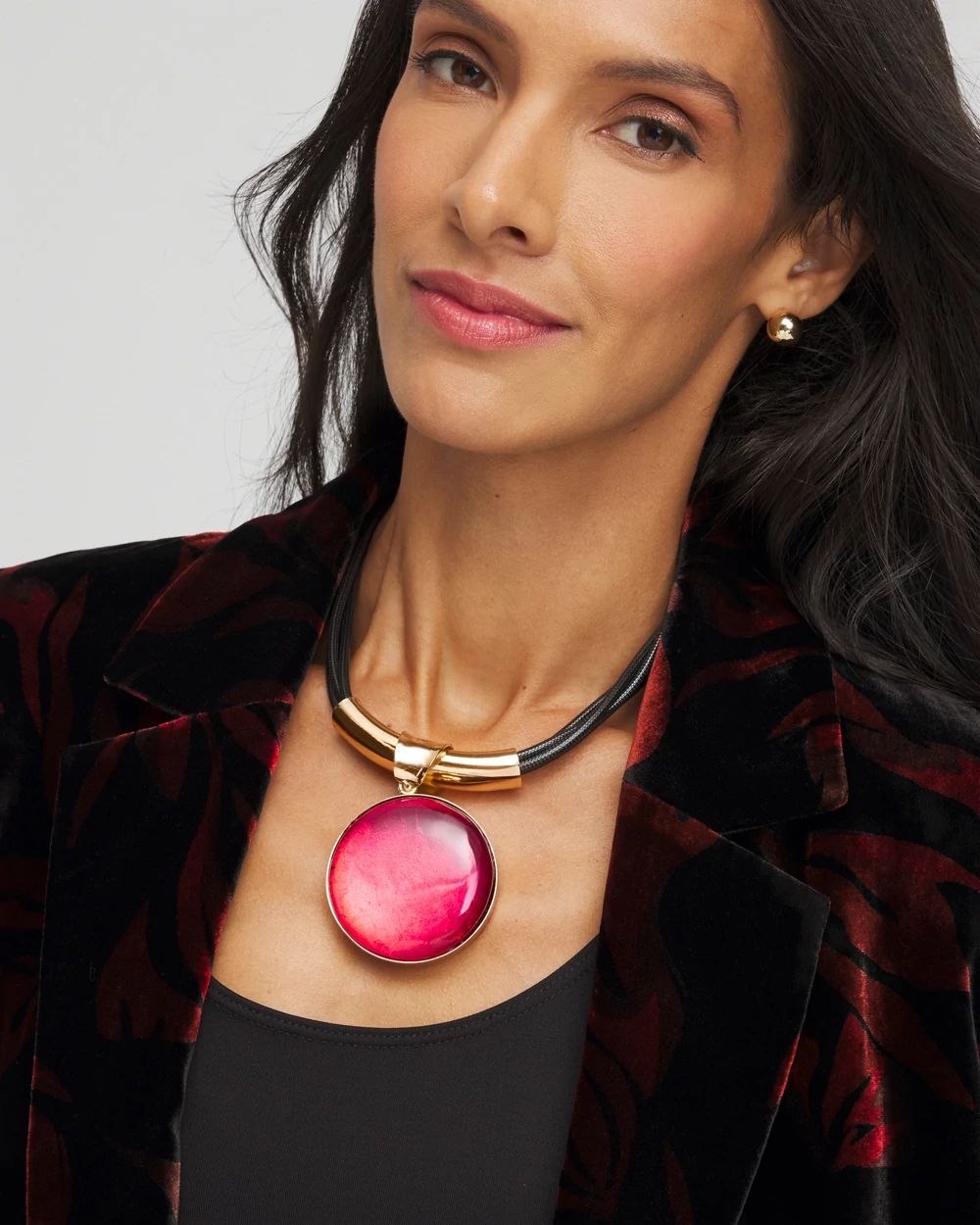 Chico’s Originals Red Resin Pendant Necklace