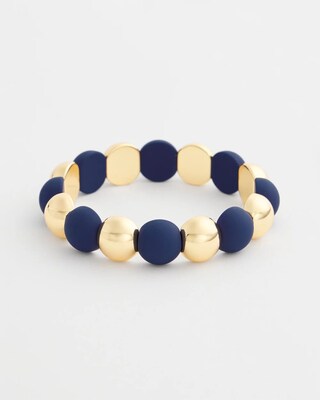 Navy Beaded Stretch Bracelet