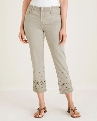 So Slimming Eyelet-Hem Girlfriend Crops