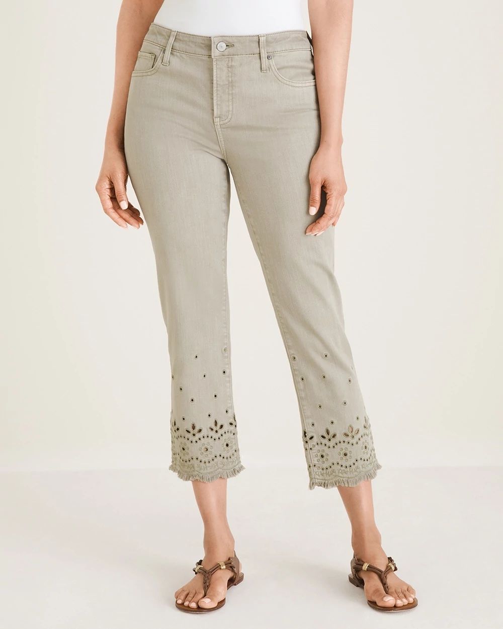 So Slimming Eyelet-Hem Girlfriend Crops