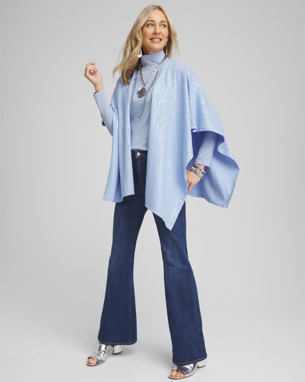 Cashmere Blend Sequin Ruana