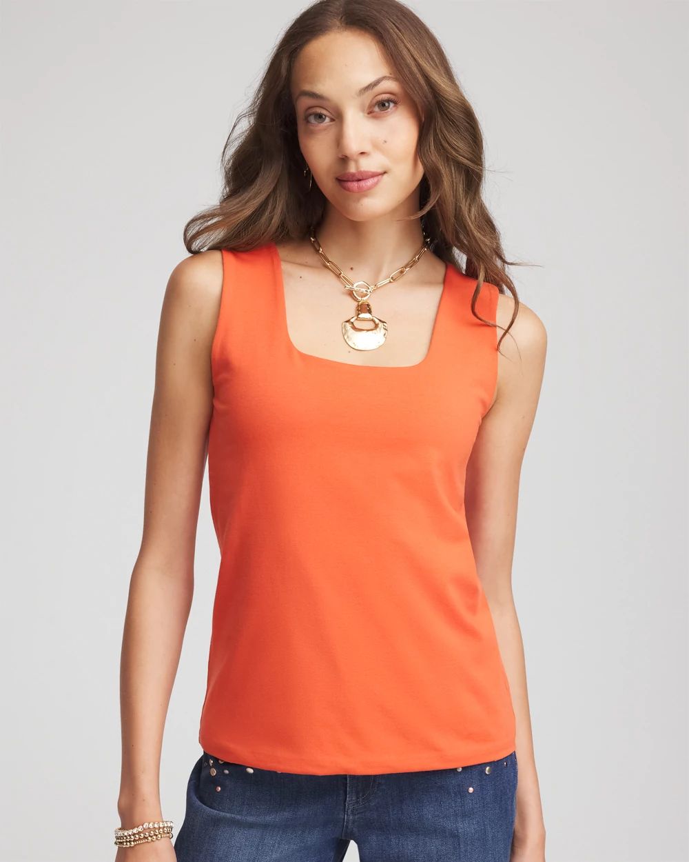 Jersey Knit Square-Neck Tank