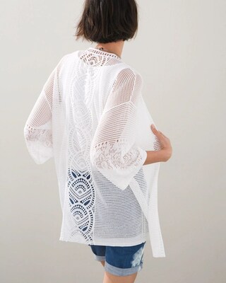 3/4 Sleeve Crochet Kimono