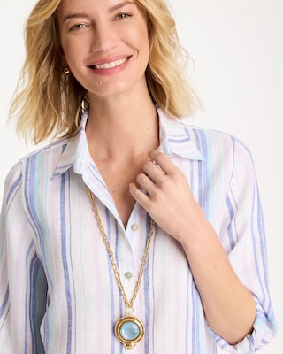 Twice As Nice Aqua Pendant Necklace click to view larger image.