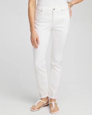 No-Stain Girlfriend Frayed Ankle Jeans