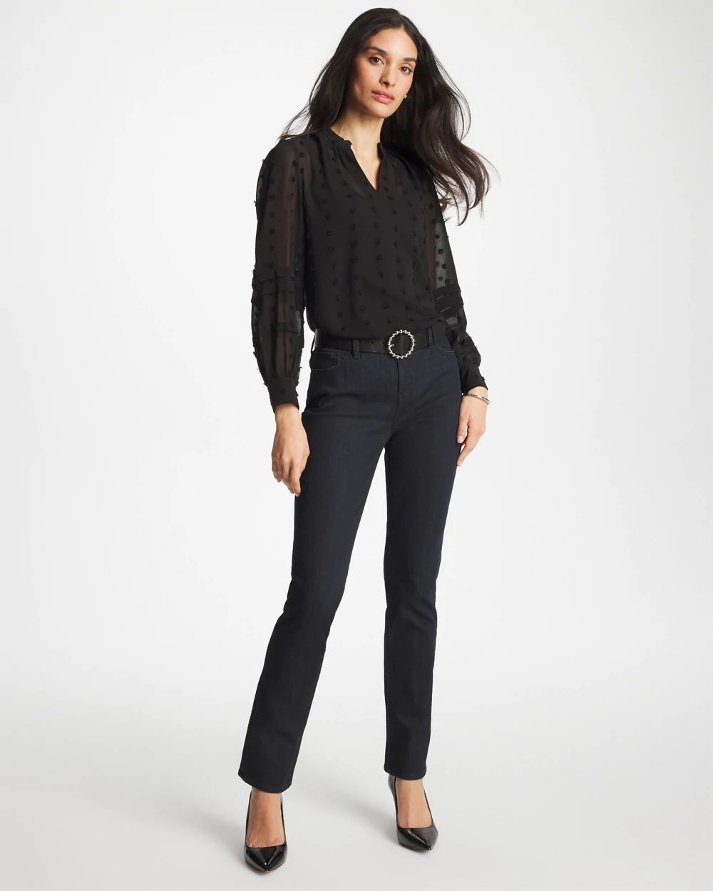 3D Dot Jacquard Chiffon Blouse click to view larger image.