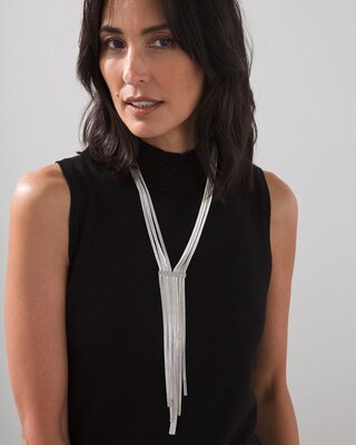 Silver Tone Long Y-Necklace